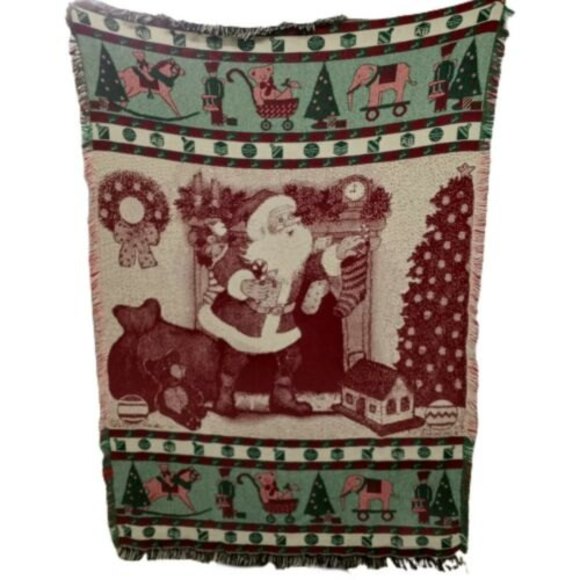 Vtg 1993 Manual Woodworkers and Weavers Christmas Santa Tapestry 44x66